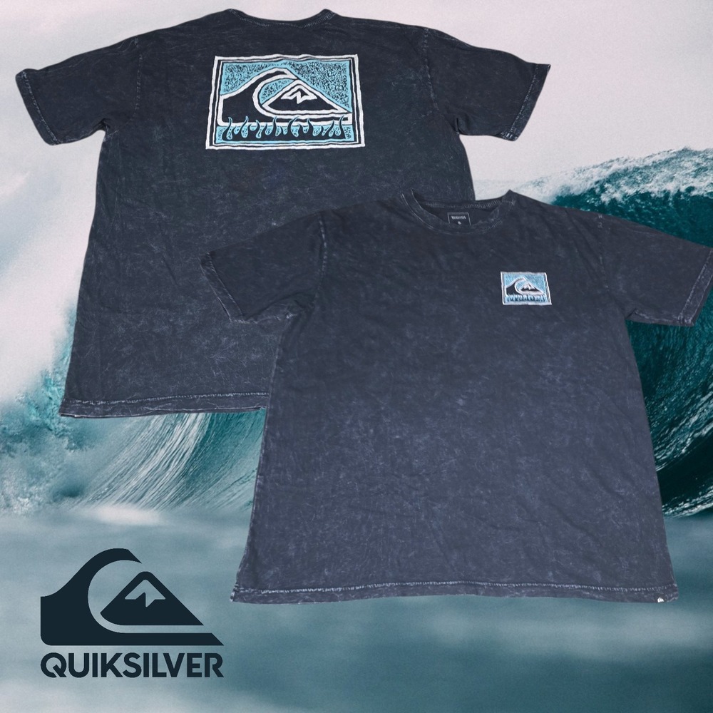 Quiksilver Men's Logo Surf Graphic‎ T-Shirt Black Mineral Wash XXL